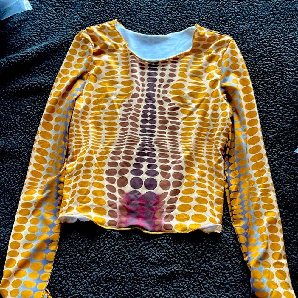 Brown silky long sleeve blouse